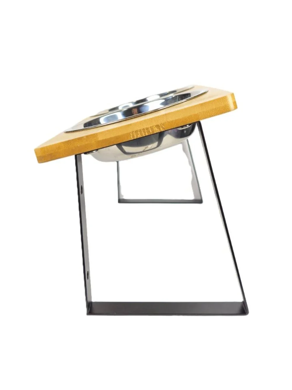 Elevated Dog Bowls with Wood Stand & Stainless Steel Pet Food Water Feeder